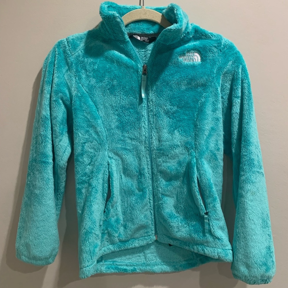 Fuzzy full zip north face coat